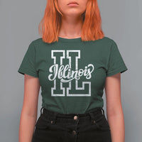 Illinois Sports Fan T Shirt For Women Varsity Aesthetic IL State Pride
