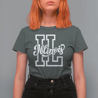 Illinois Sports Fan T Shirt For Women Varsity Aesthetic IL State Pride