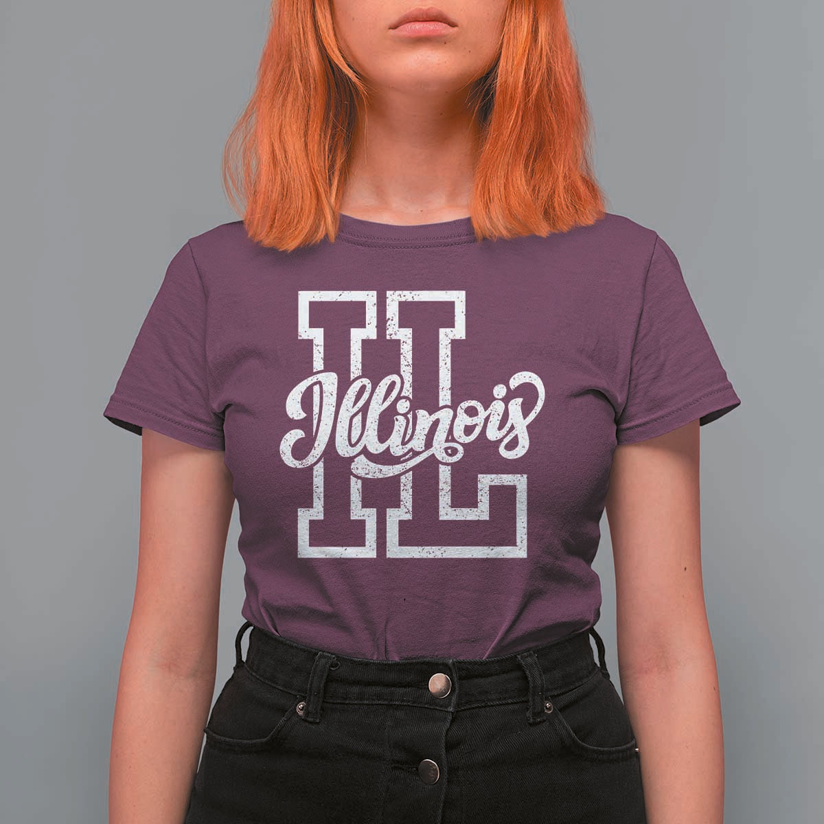 Illinois Sports Fan T Shirt For Women Varsity Aesthetic IL State Pride