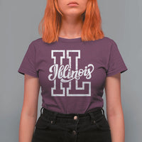 Illinois Sports Fan T Shirt For Women Varsity Aesthetic IL State Pride