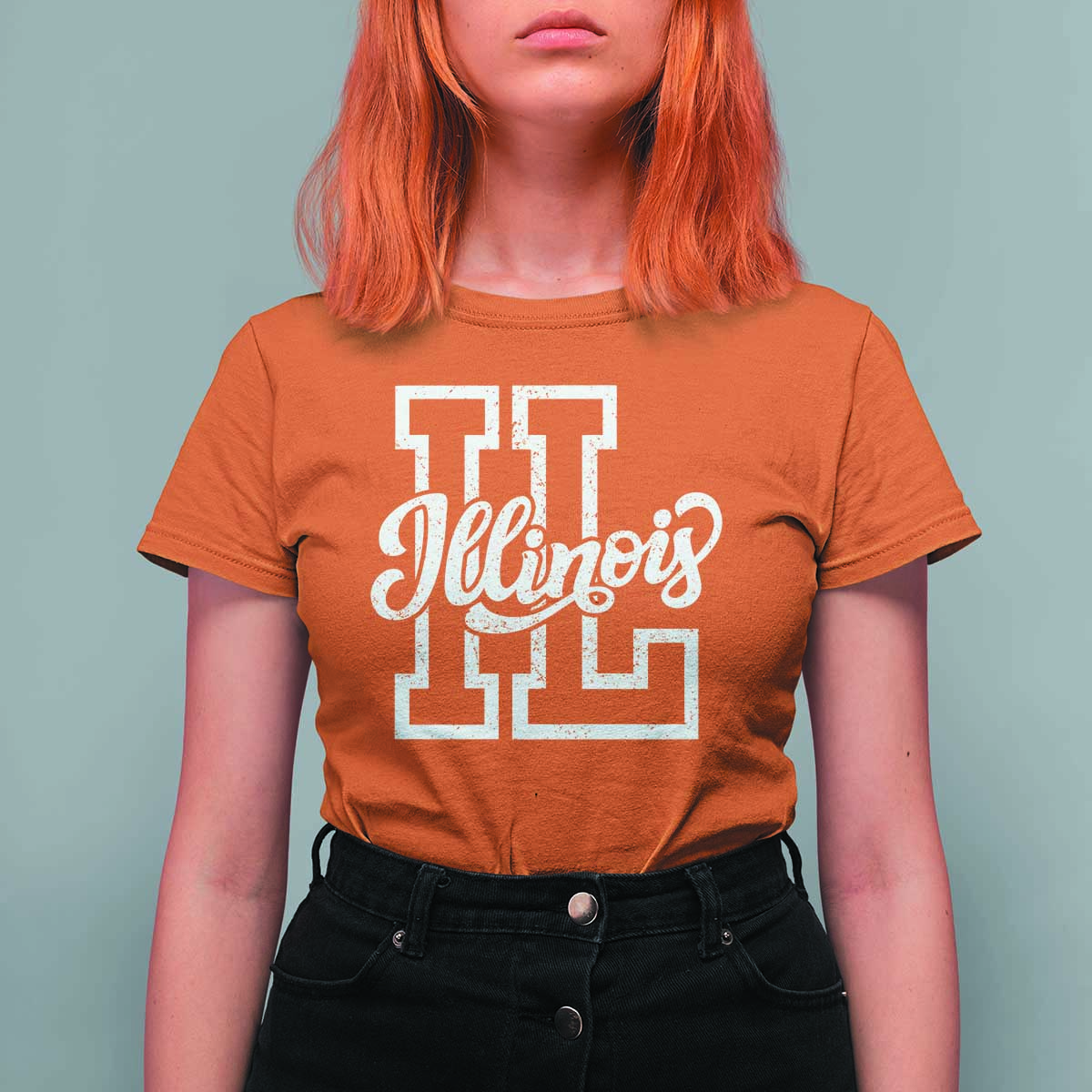 Illinois Sports Fan T Shirt For Women Varsity Aesthetic IL State Pride