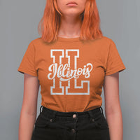 Illinois Sports Fan T Shirt For Women Varsity Aesthetic IL State Pride