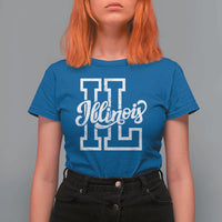 Illinois Sports Fan T Shirt For Women Varsity Aesthetic IL State Pride
