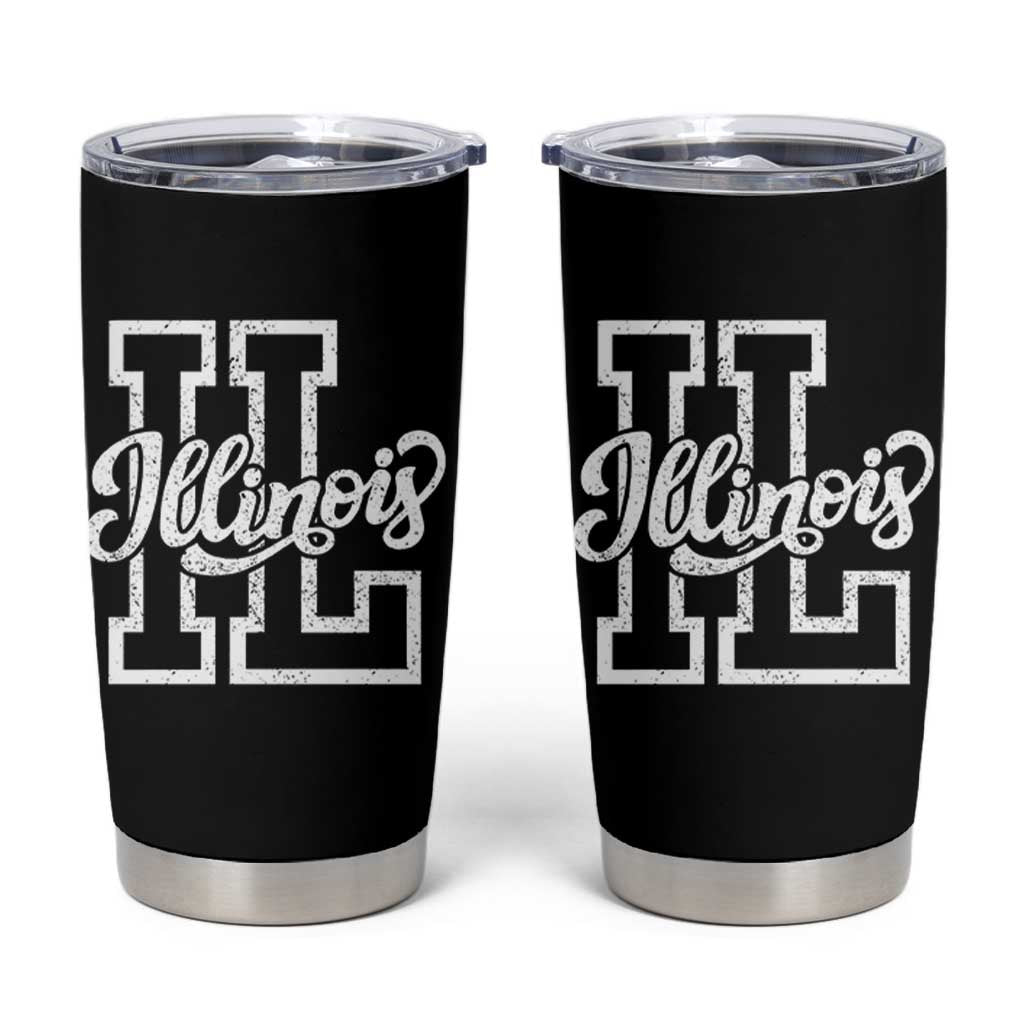 Illinois Sports Fan Tumbler Cup Varsity Aesthetic IL State Pride