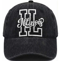 Illinois Sports Fan Washed Cotton Baseball Cap Varsity Aesthetic IL State Pride