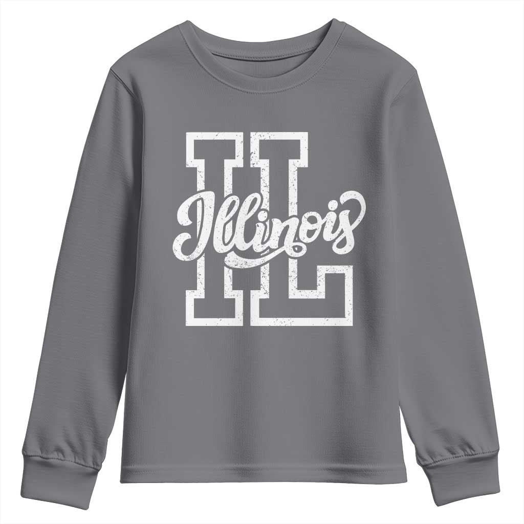 Illinois Sports Fan Youth Sweatshirt Varsity Aesthetic IL State Pride