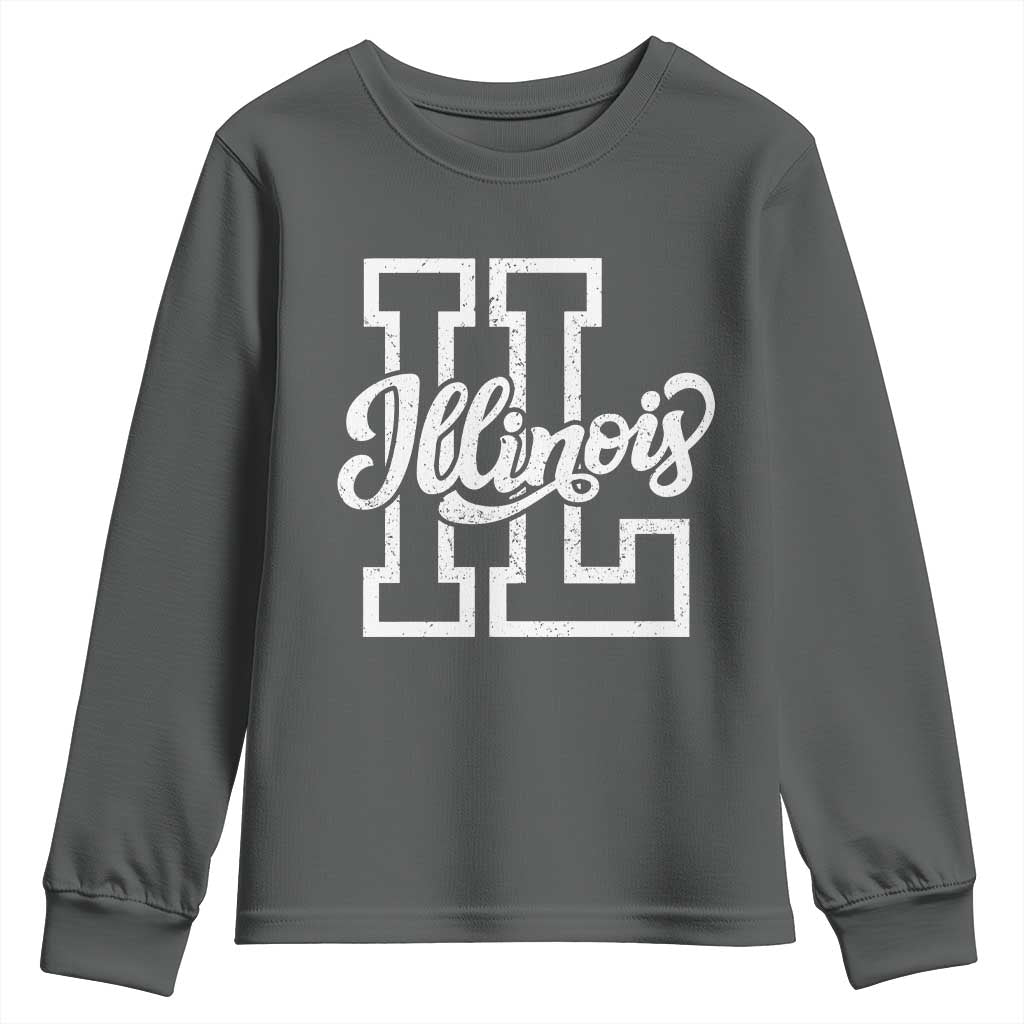 Illinois Sports Fan Youth Sweatshirt Varsity Aesthetic IL State Pride
