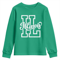 Illinois Sports Fan Youth Sweatshirt Varsity Aesthetic IL State Pride
