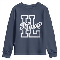 Illinois Sports Fan Youth Sweatshirt Varsity Aesthetic IL State Pride