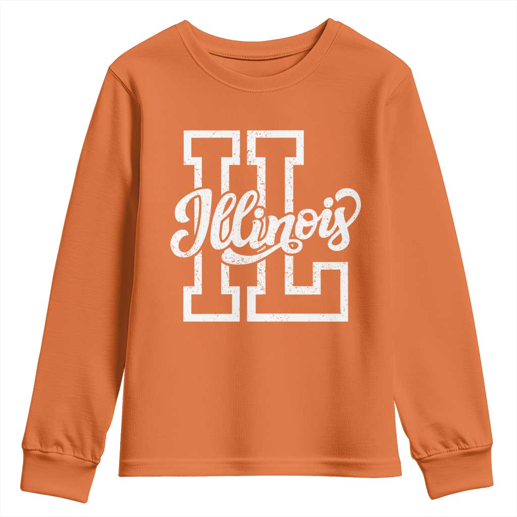 Illinois Sports Fan Youth Sweatshirt Varsity Aesthetic IL State Pride