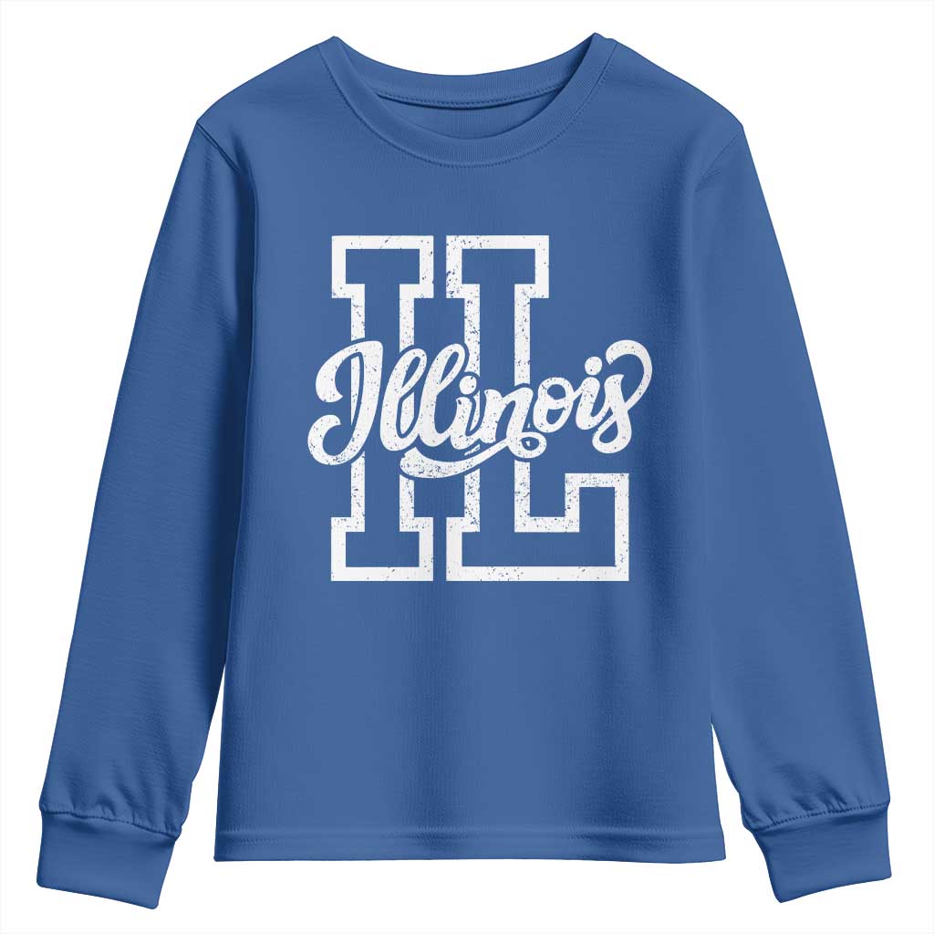 Illinois Sports Fan Youth Sweatshirt Varsity Aesthetic IL State Pride
