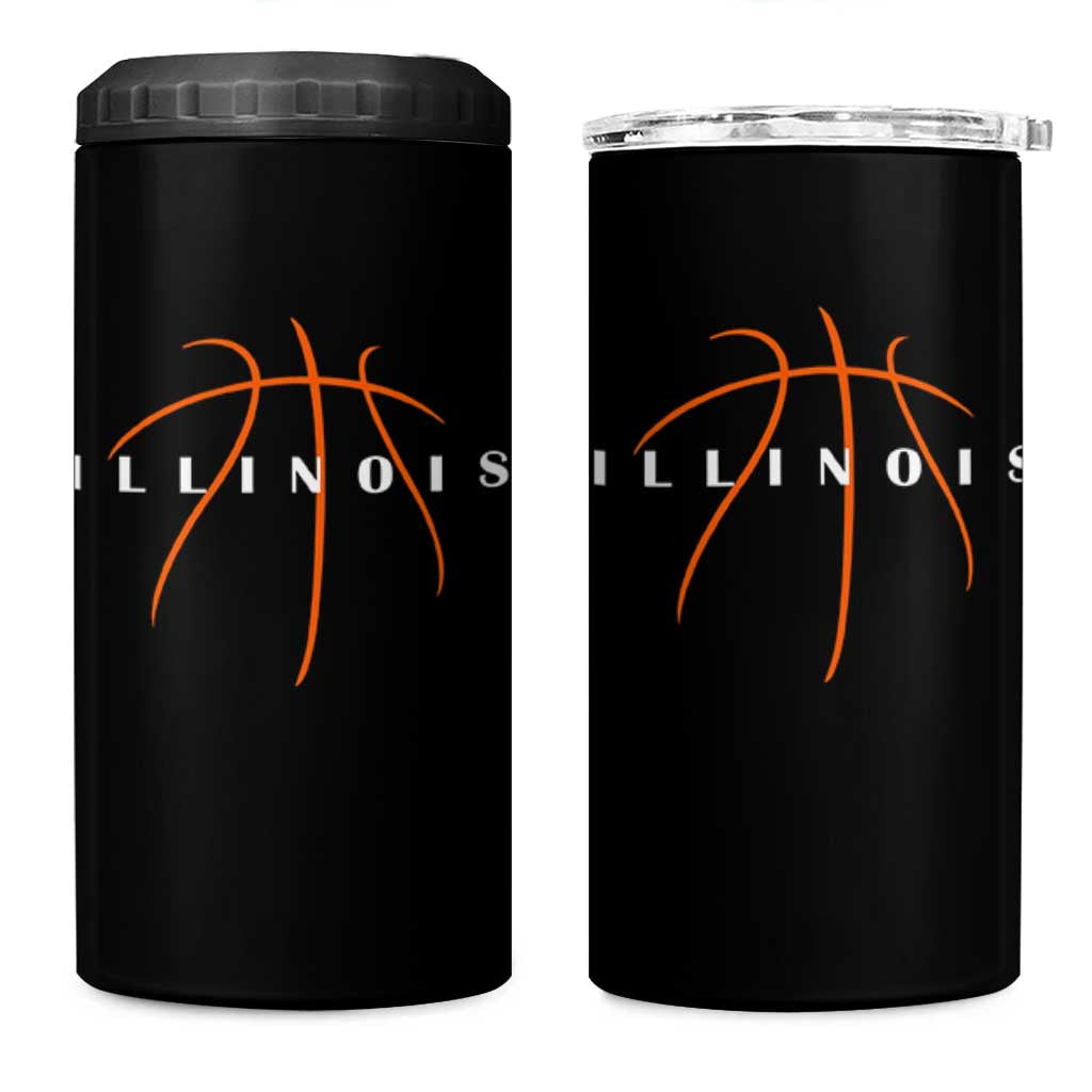 Illinois Fan Basketball Grooves Graphic IL State 4 in 1 Can Cooler Tumbler
