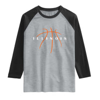 Illinois Fan Basketball Grooves Graphic IL State Raglan Shirt