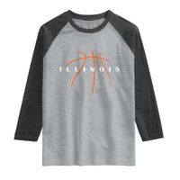 Illinois Fan Basketball Grooves Graphic IL State Raglan Shirt
