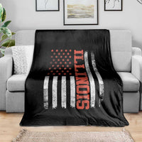 Illinois Pride Throw Blanket Vintage American Flag Distressed Varsity Aesthetic Letters IL State
