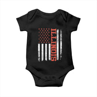 Illinois Pride Baby Onesie Vintage American Flag Distressed Varsity Aesthetic Letters IL State