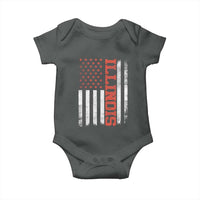 Illinois Pride Baby Onesie Vintage American Flag Distressed Varsity Aesthetic Letters IL State