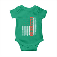 Illinois Pride Baby Onesie Vintage American Flag Distressed Varsity Aesthetic Letters IL State