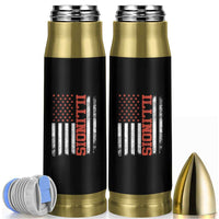 Illinois Pride Bullet Tumbler Vintage American Flag Distressed Varsity Aesthetic Letters IL State