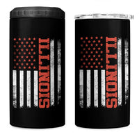 Illinois Pride 4 in 1 Can Cooler Tumbler Vintage American Flag Distressed Varsity Aesthetic Letters IL State