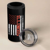 Illinois Pride 4 in 1 Can Cooler Tumbler Vintage American Flag Distressed Varsity Aesthetic Letters IL State