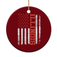 Illinois Pride Ceramic Ornament Vintage American Flag Distressed Varsity Aesthetic Letters IL State