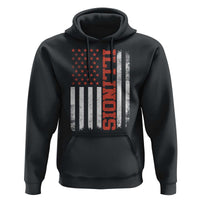 Illinois Pride Hoodie Vintage American Flag Distressed Varsity Aesthetic Letters IL State