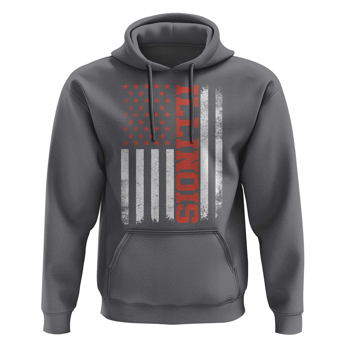 Illinois Pride Hoodie Vintage American Flag Distressed Varsity Aesthetic Letters IL State