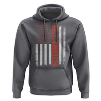 Illinois Pride Hoodie Vintage American Flag Distressed Varsity Aesthetic Letters IL State