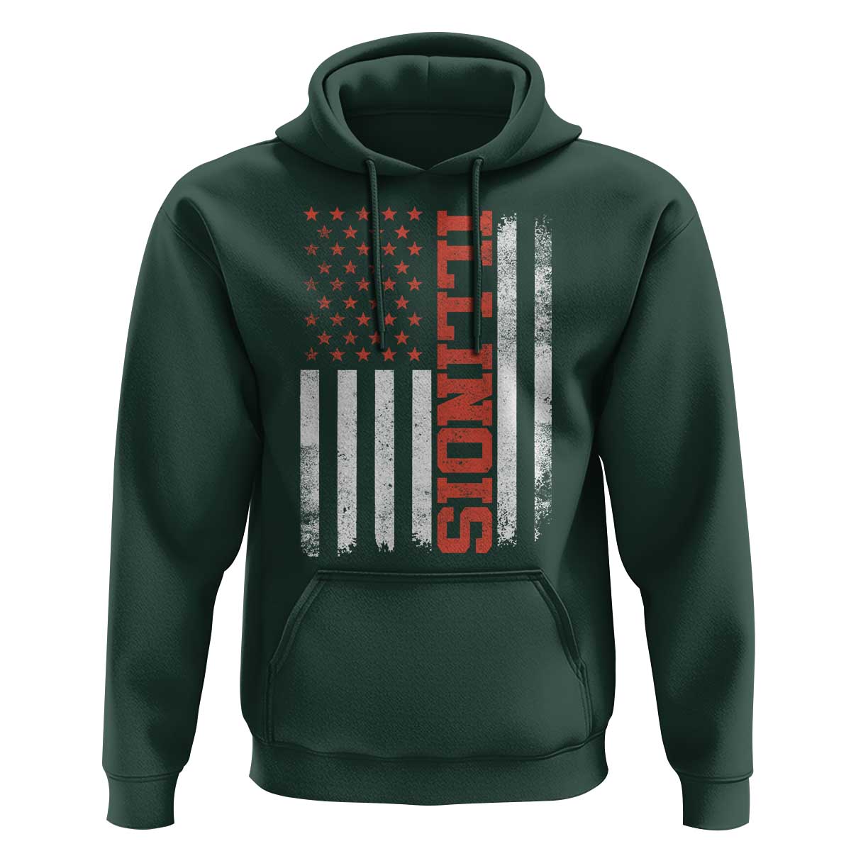 Illinois Pride Hoodie Vintage American Flag Distressed Varsity Aesthetic Letters IL State