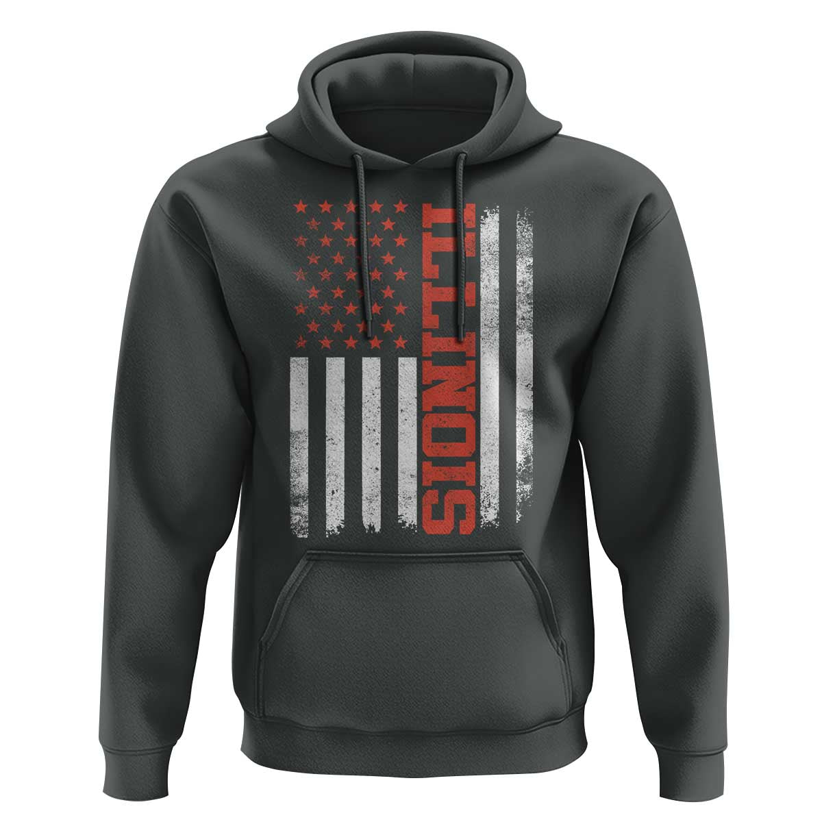 Illinois Pride Hoodie Vintage American Flag Distressed Varsity Aesthetic Letters IL State