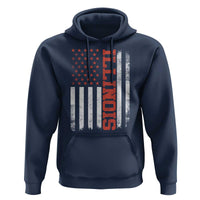 Illinois Pride Hoodie Vintage American Flag Distressed Varsity Aesthetic Letters IL State