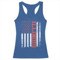 Illinois Pride Racerback Tank Top Vintage American Flag Distressed Varsity Aesthetic Letters IL State