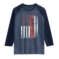 Illinois Pride Raglan Shirt Vintage American Flag Distressed Varsity Aesthetic Letters IL State