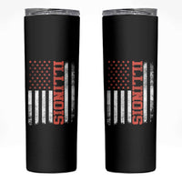 Illinois Pride Skinny Tumbler Vintage American Flag Distressed Varsity Aesthetic Letters IL State