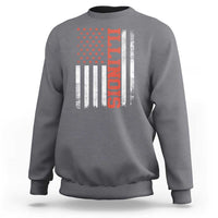 Illinois Pride Sweatshirt Vintage American Flag Distressed Varsity Aesthetic Letters IL State