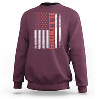 Illinois Pride Sweatshirt Vintage American Flag Distressed Varsity Aesthetic Letters IL State