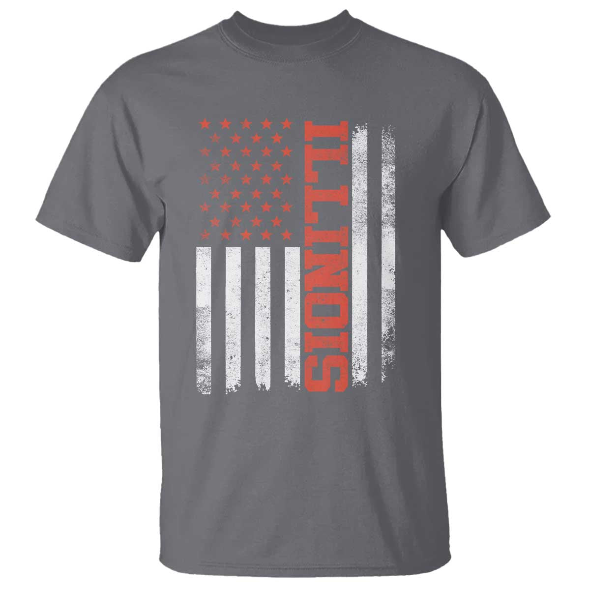 Illinois Pride T Shirt Vintage American Flag Distressed Varsity Aesthetic Letters IL State