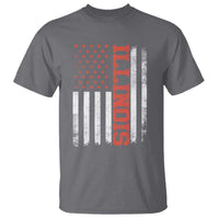 Illinois Pride T Shirt Vintage American Flag Distressed Varsity Aesthetic Letters IL State
