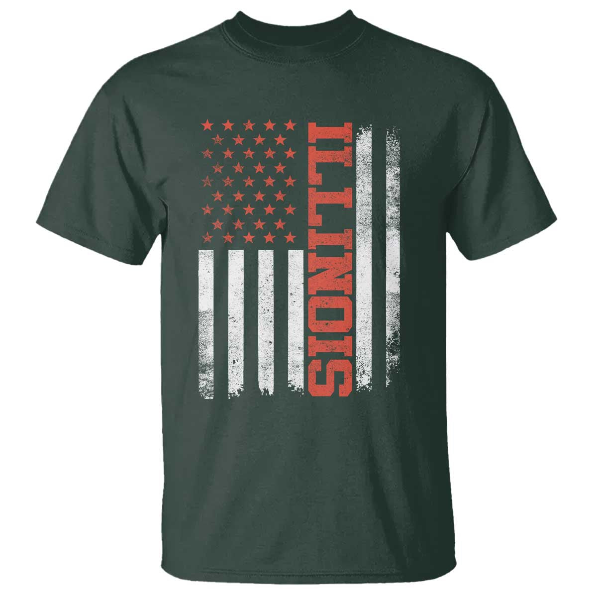Illinois Pride T Shirt Vintage American Flag Distressed Varsity Aesthetic Letters IL State