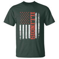 Illinois Pride T Shirt Vintage American Flag Distressed Varsity Aesthetic Letters IL State
