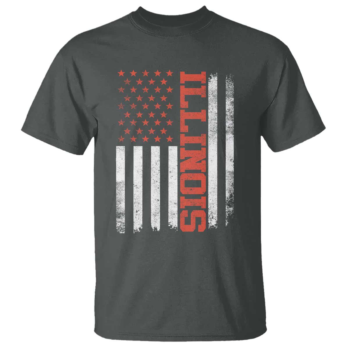 Illinois Pride T Shirt Vintage American Flag Distressed Varsity Aesthetic Letters IL State