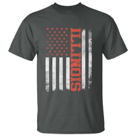 Illinois Pride T Shirt Vintage American Flag Distressed Varsity Aesthetic Letters IL State