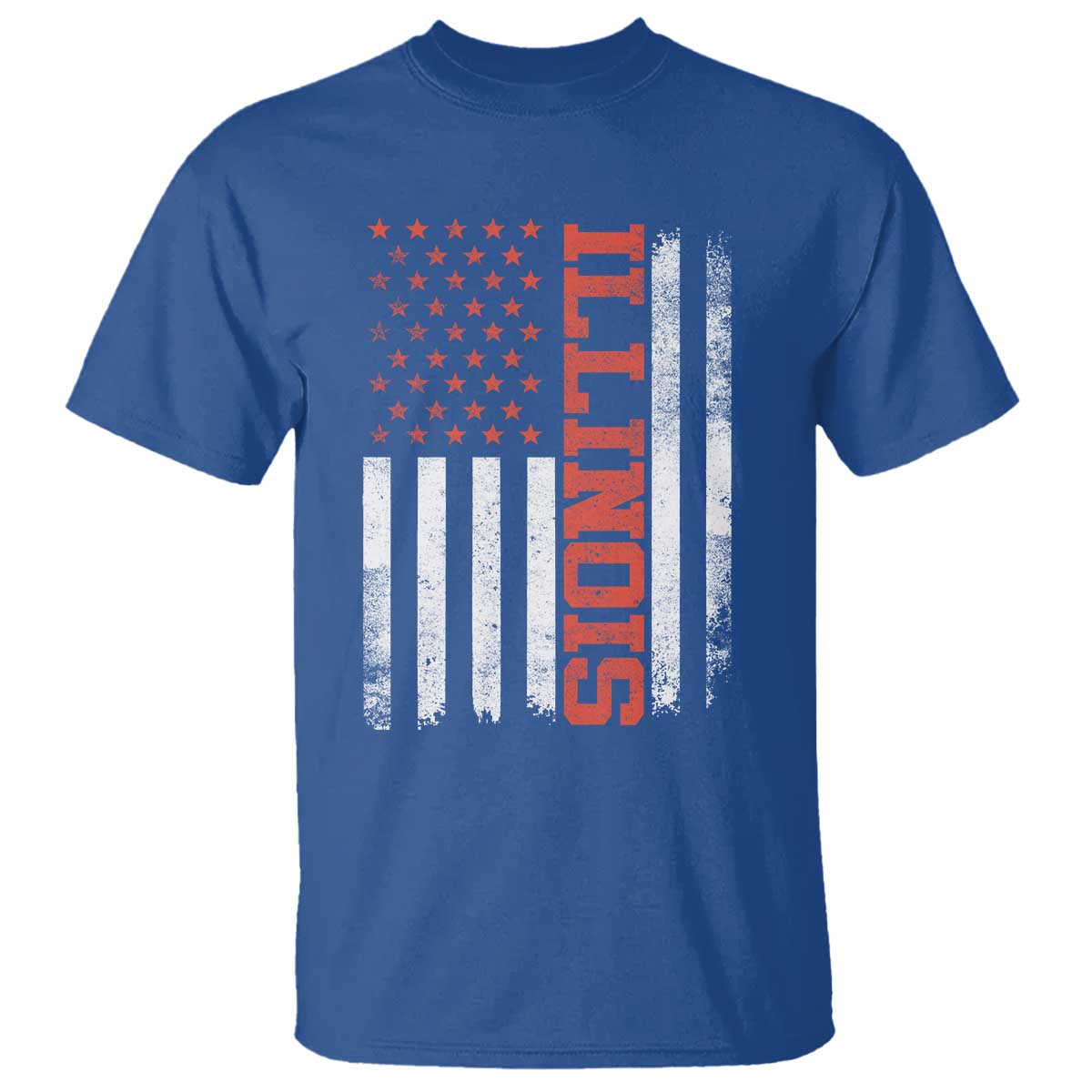 Illinois Pride T Shirt Vintage American Flag Distressed Varsity Aesthetic Letters IL State