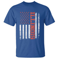 Illinois Pride T Shirt Vintage American Flag Distressed Varsity Aesthetic Letters IL State