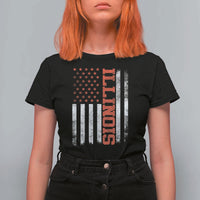 Illinois Pride T Shirt For Women Vintage American Flag Distressed Varsity Aesthetic Letters IL State