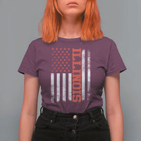 Illinois Pride T Shirt For Women Vintage American Flag Distressed Varsity Aesthetic Letters IL State