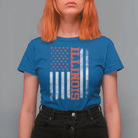 Illinois Pride T Shirt For Women Vintage American Flag Distressed Varsity Aesthetic Letters IL State