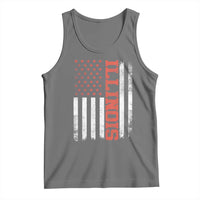 Illinois Pride Tank Top Vintage American Flag Distressed Varsity Aesthetic Letters IL State