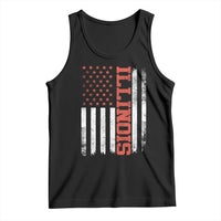 Illinois Pride Tank Top Vintage American Flag Distressed Varsity Aesthetic Letters IL State